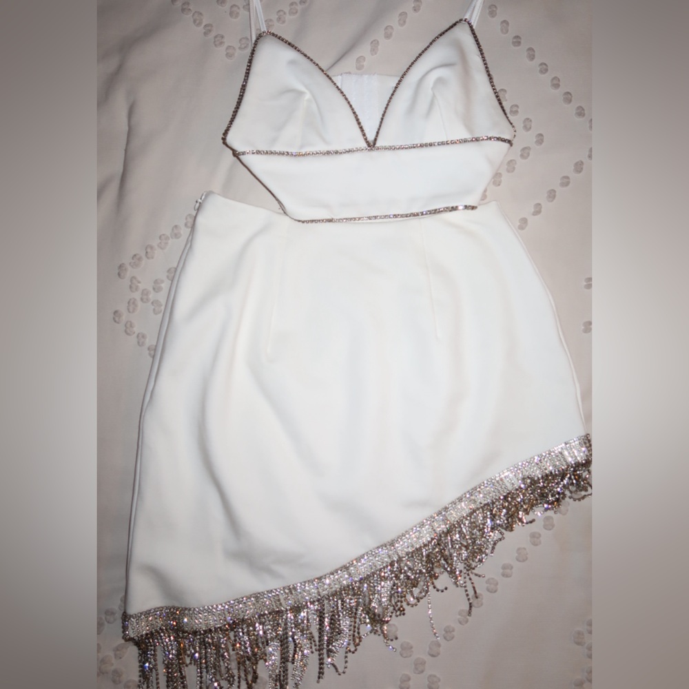 White Rhinestone Two Piece Set